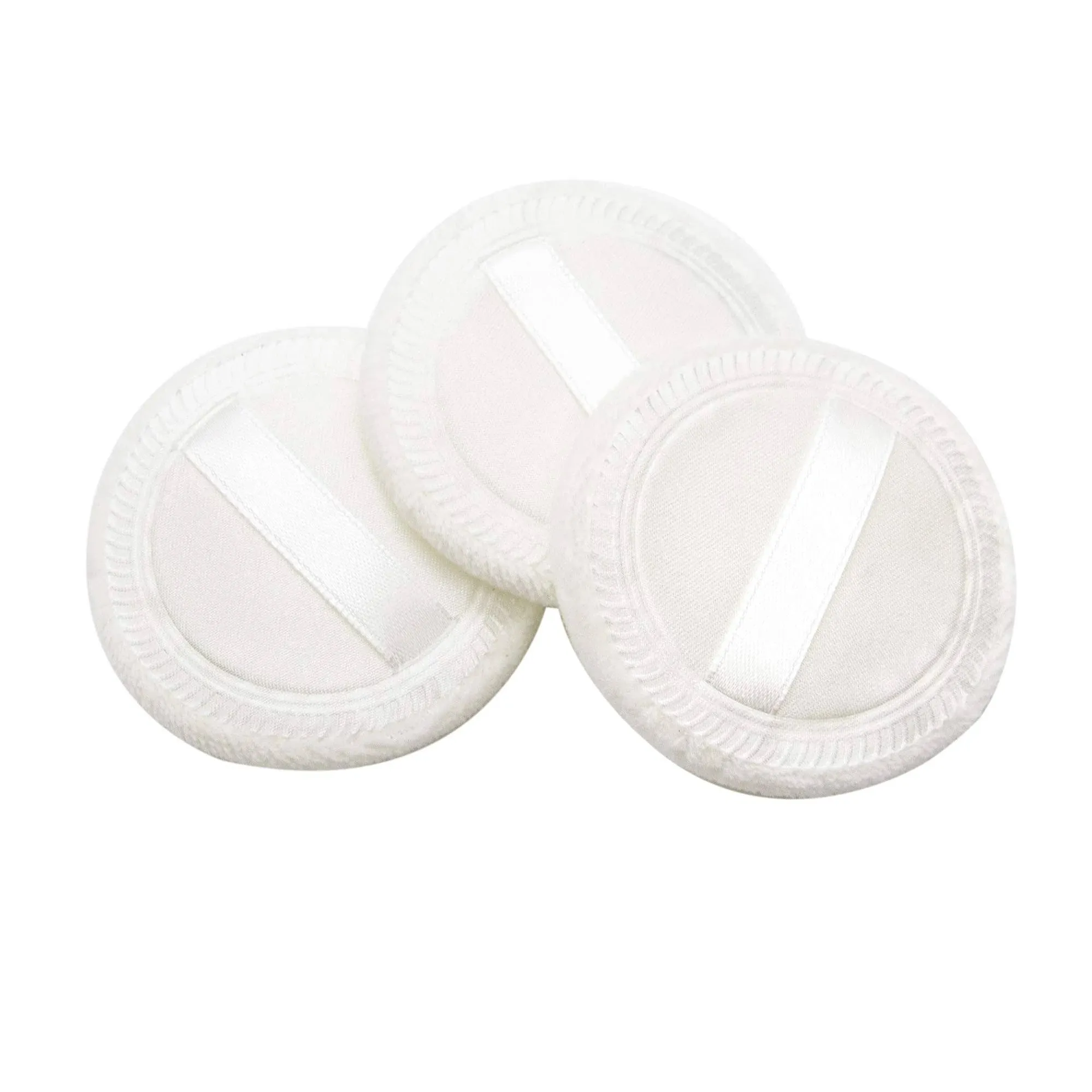 AUEAR, 10 Pack Powder Puffs Washable Pure Cotton Round Makeup Pads 2.36 Inch Cosmetic Face Powder Puff with Ribbon for Loose Foundation (White)