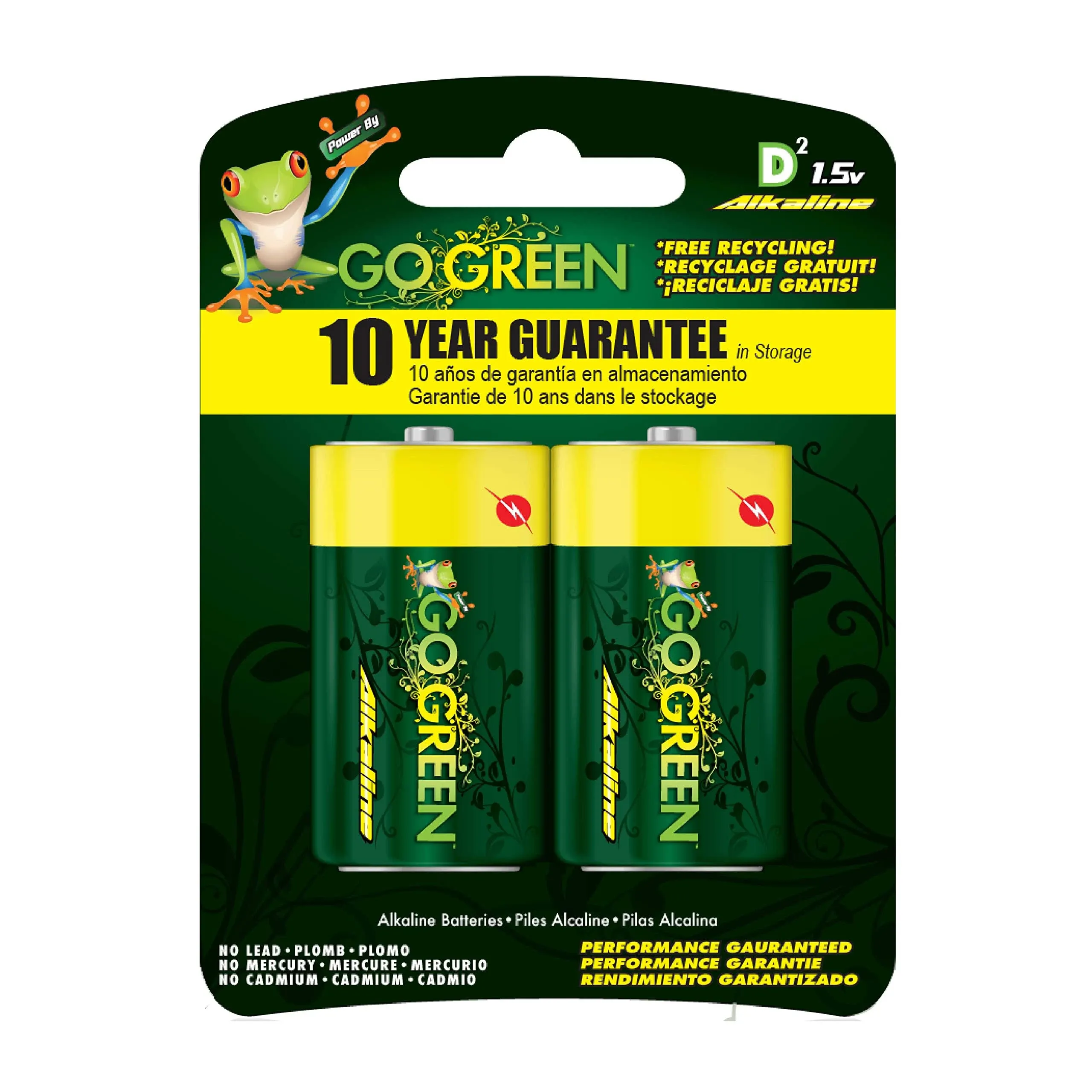 PerfPower GoGreen D Alkaline Batteries (2-Pack)