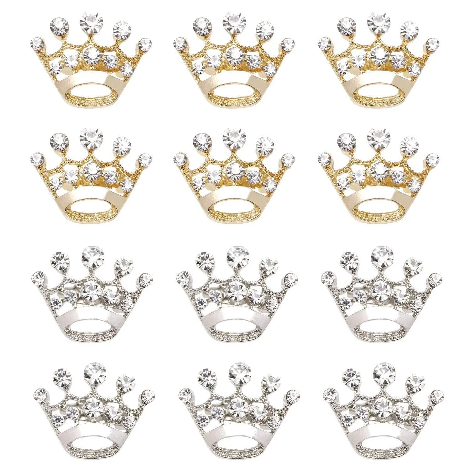 Penta Angel Tiara Crown Brooch Pins 12pcs Gold Silver Mini Crystal Sweater ...