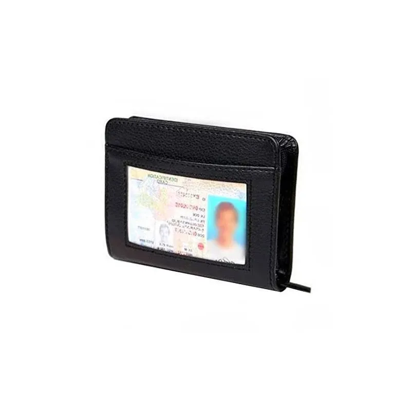 36 Slots Credit Card Holder Wallet Zip Leather Card Case RFID Blocking