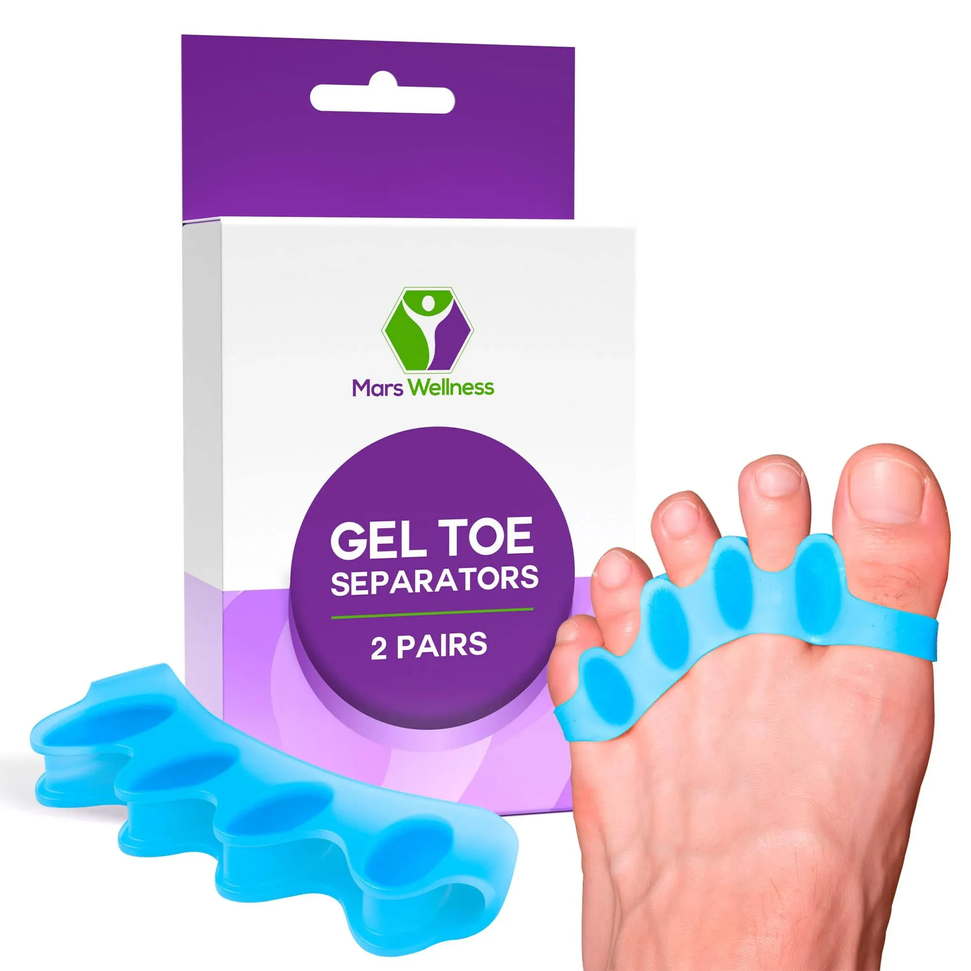 Universal Soft Gel Toe Separators - Spreaders Blue 