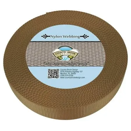 Country Brook Design 1 1/2 inch Coyote Tan Heavy Duty Nylon Webbing, 5 Yards, Brown