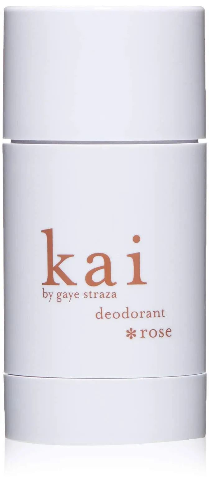 kai Deodorant Rose, 2.6 oz., aluminum free deodorant with chamomile and plant extracts, ideal for sensitive skin, scented kai, layered with rose absolute, vegan, cruelty free, made in the usa