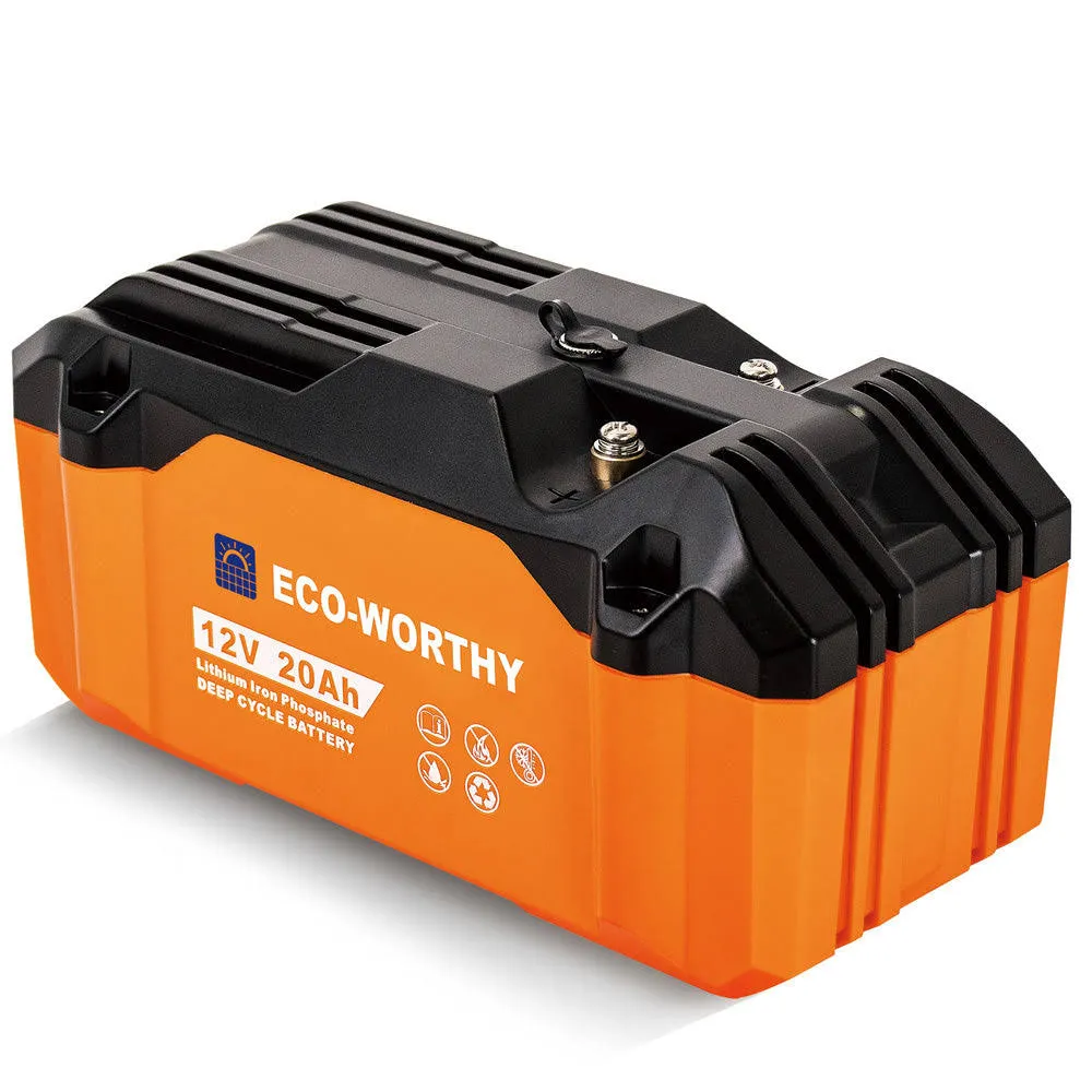 ECO-WORTHY 12V 20Ah Portable LiFePO4 Deep Cycle Rechargeable Battery