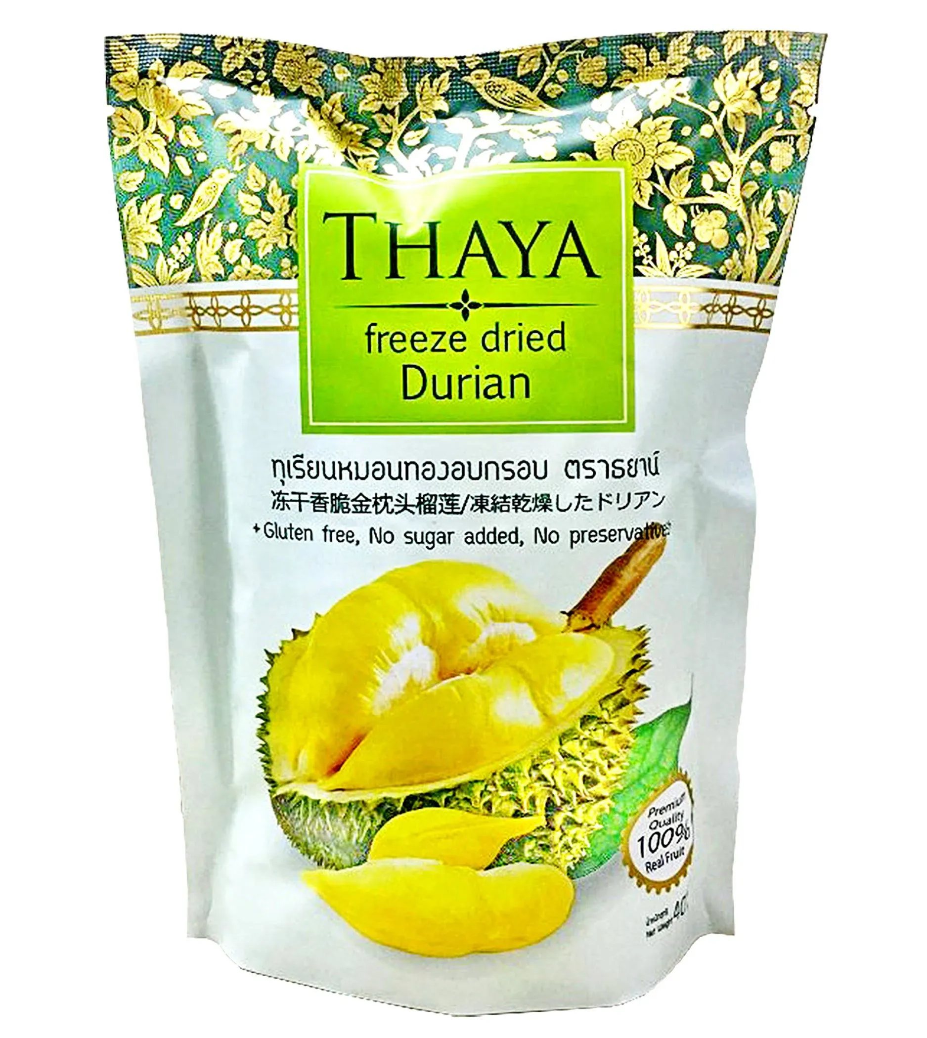 Thaya Premium Freeze Dried Durian Monthong King of Fruit 100% Natural 40 G