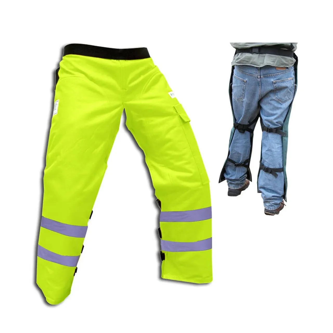 Forester Chainsaw Chaps - Safety Green 37", Reflective Stripes, OSHA &