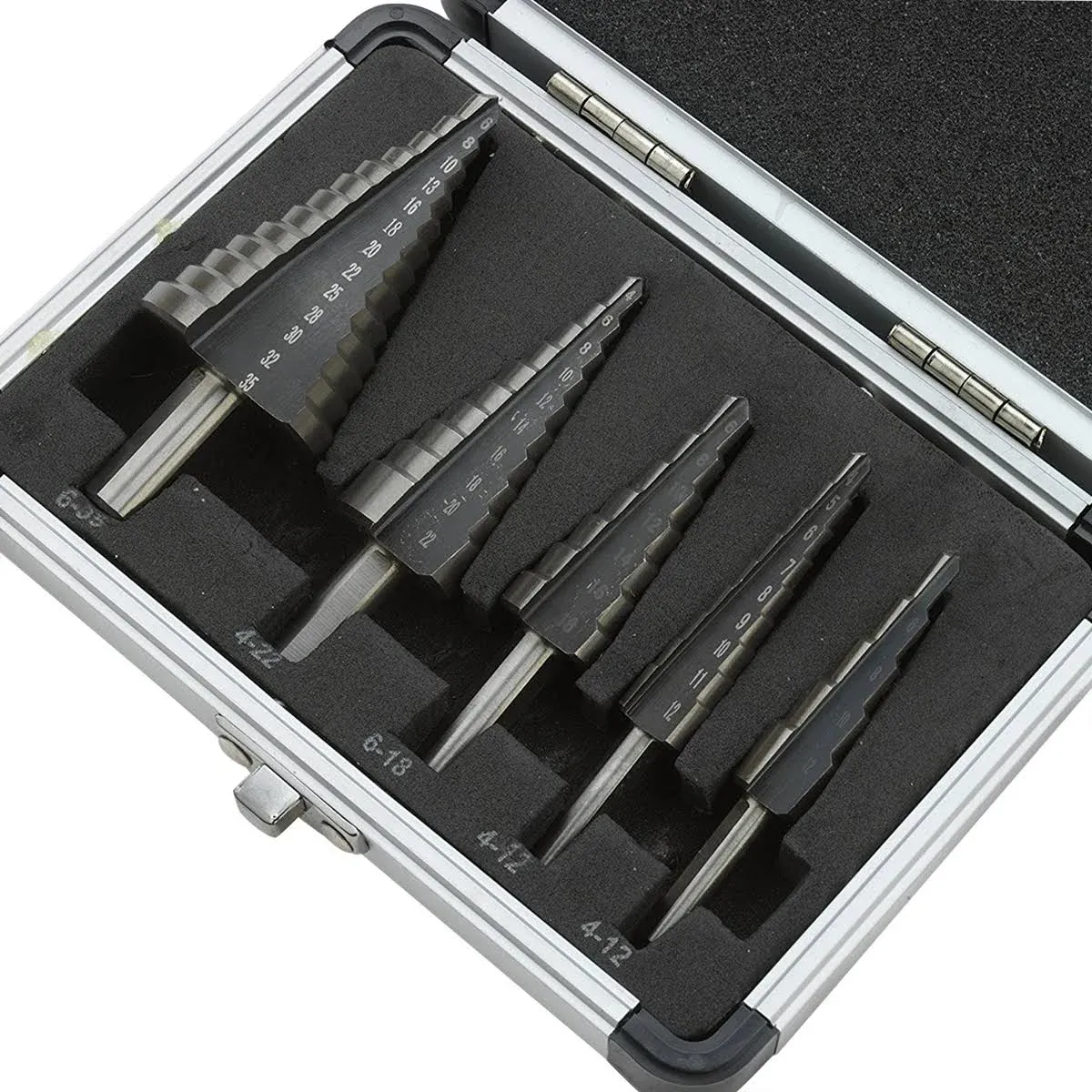 NEIKO 10198A Step Drill Bit Set | 5 Piece, 4mm- 35mm | Metric Titanium High Spee