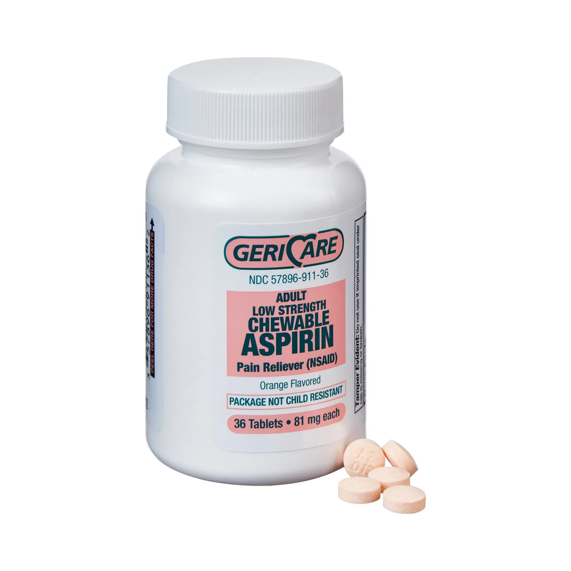 GeriCare Aspirin Adult Chewable 81 mg Tablets 36 ct