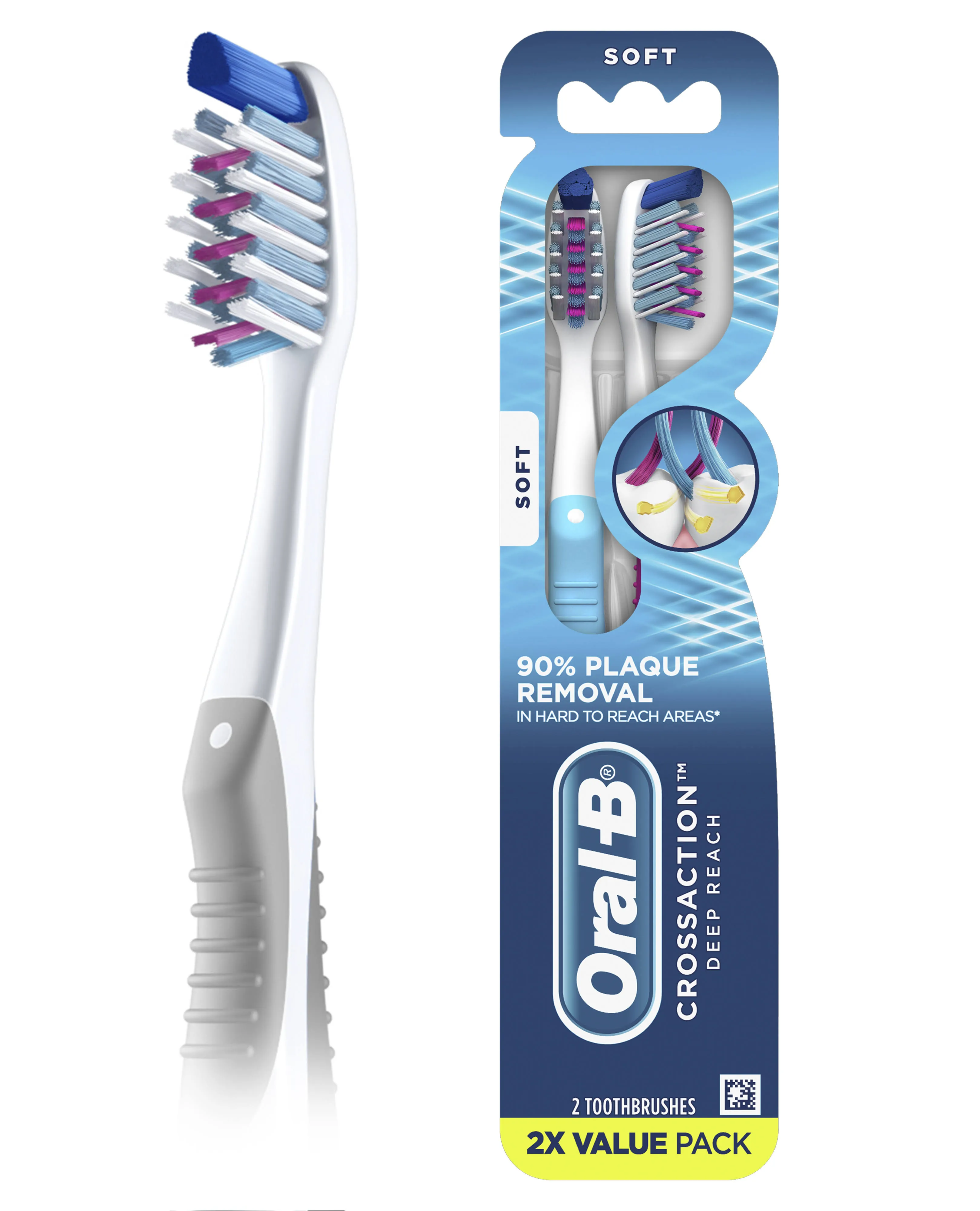 Oral-B CrossAction Deep Reach Toothbrushes, Soft, 4 Count