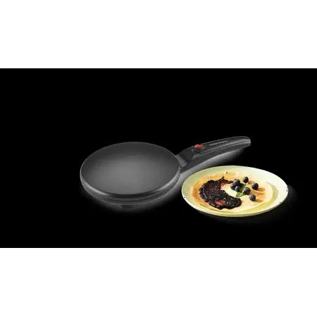 8" Griddle Crepe Maker, Non-Stick Electric Crepe Pan, Auto Thermostat Control, Handheld Long Handle, W/Batter Bowl, Portable Breakfast Maker for Pancake, Blintz, Chapati, Tortilla