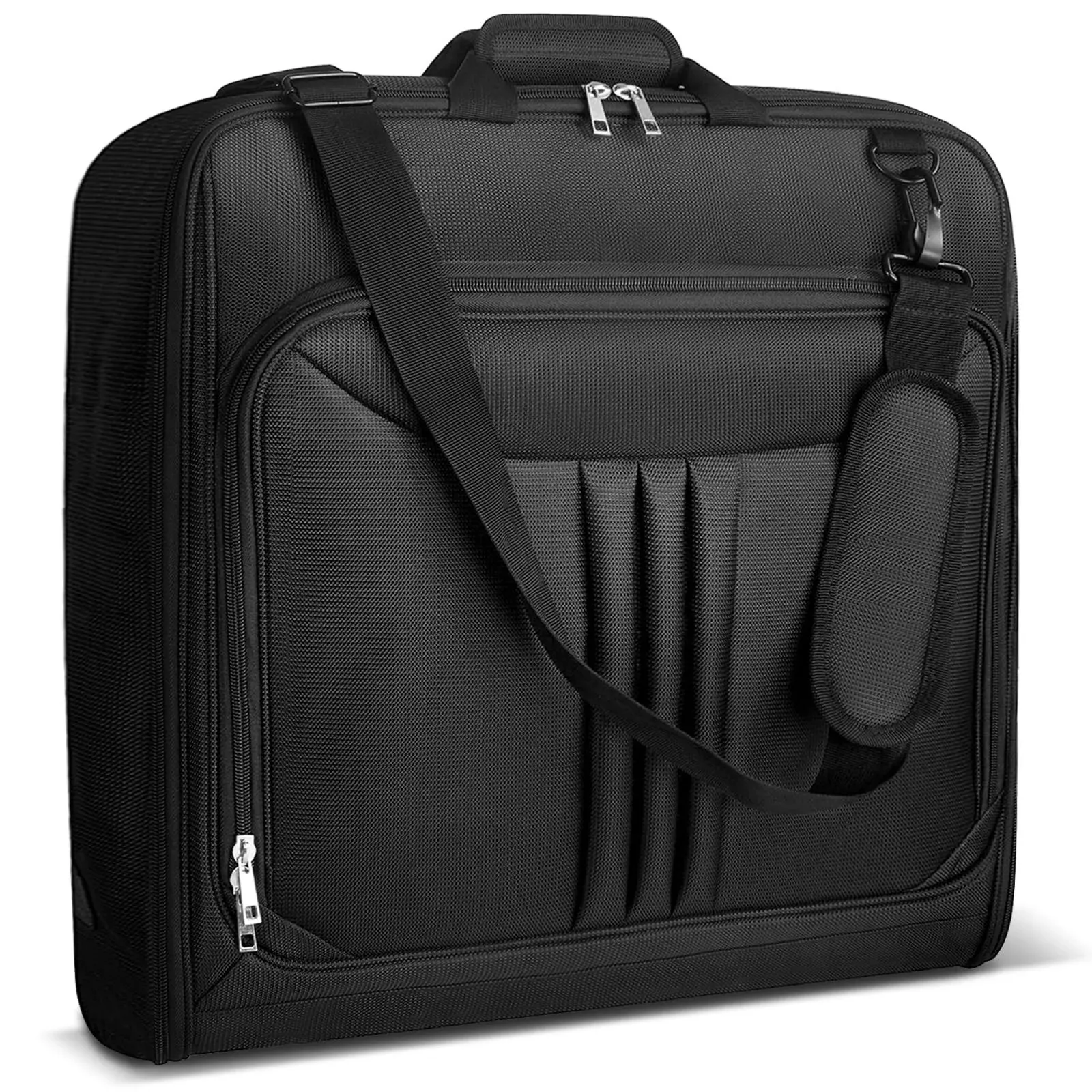 Garment Bags for Travel,Large Carry on Garment Bags with Adjustable Shoulder Strap for Business,Waterproof Hanging Suit Luggage Bag for Men Women,Wrinkle Free Suitcase for Hanging Clothes,Black