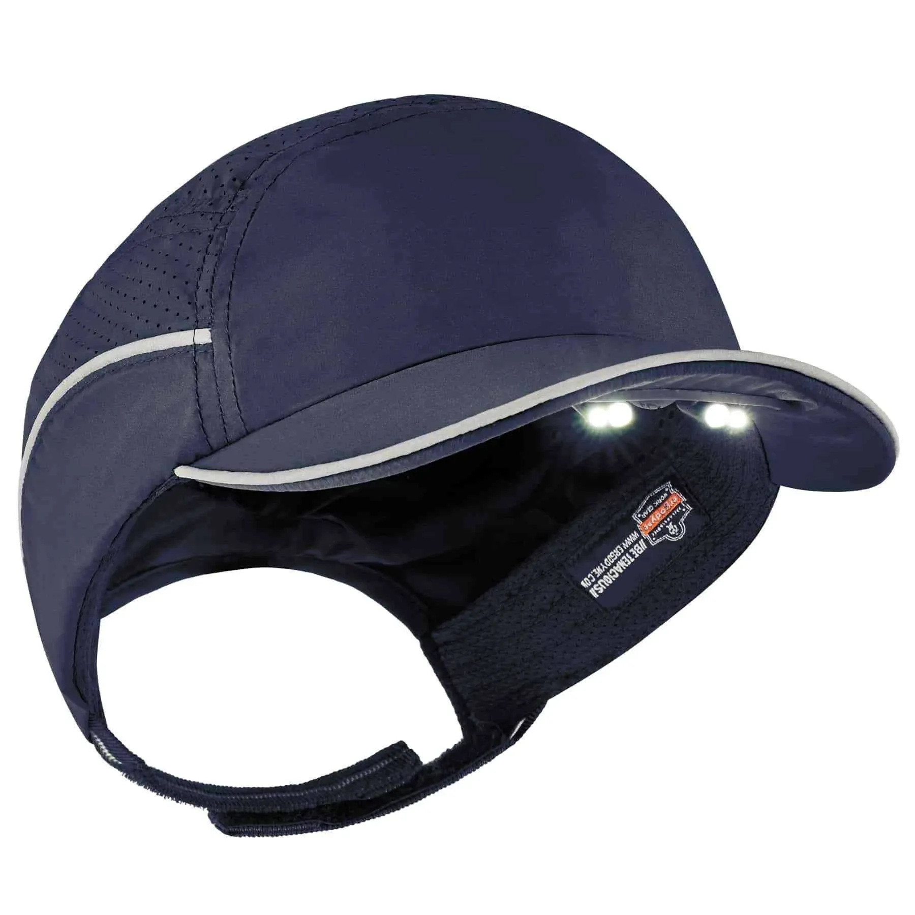 Ergodyne Short Brim Navy Skullerz 8965 Lightweight Bump Cap Hat with LED Lighting