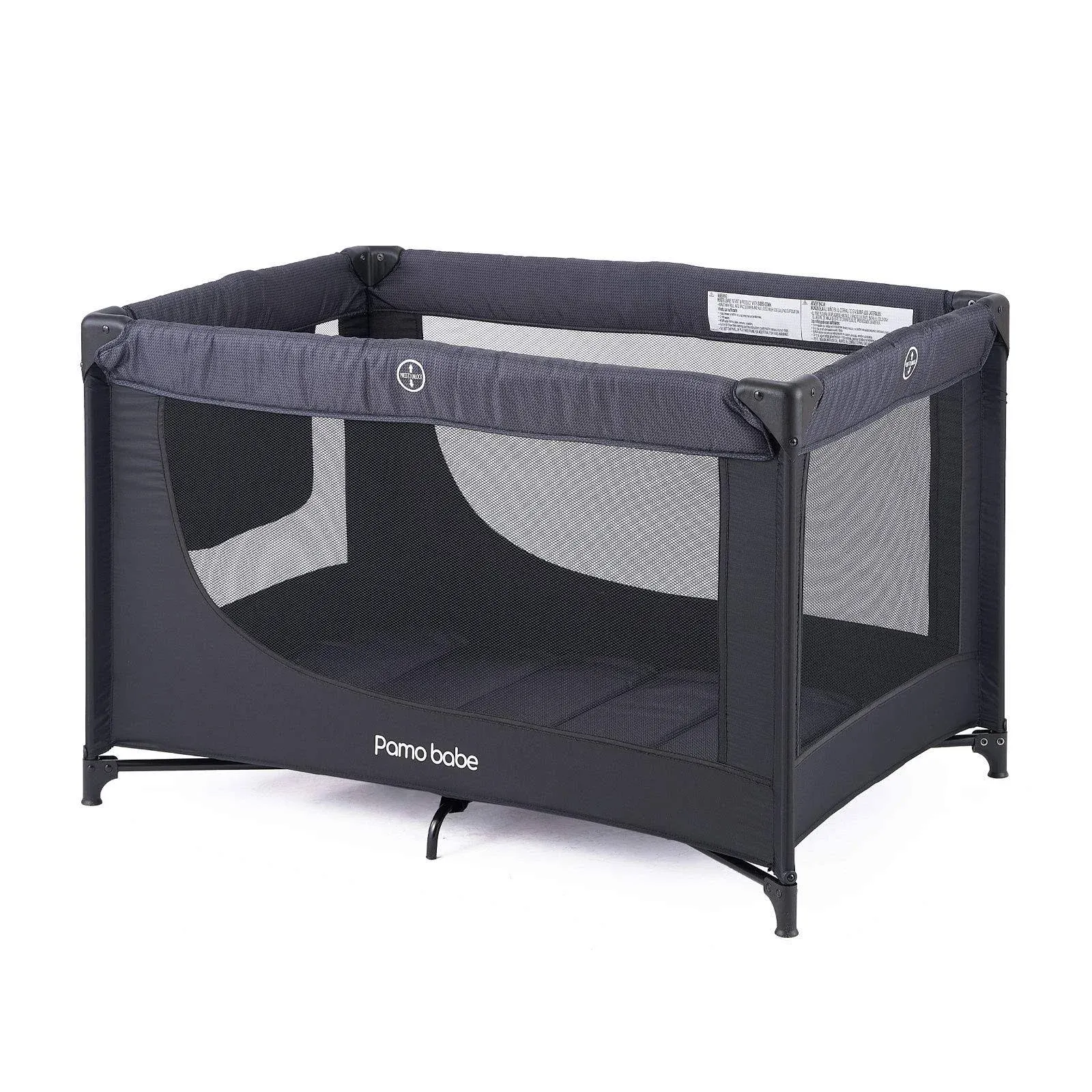 Pamo Babe Comfortable Playard,Sturdy Play Yard with Mattress(Black<wbr/>) P901