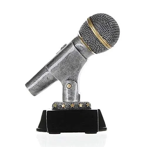 Silver Microphone Trophy / Engraved Karaoke Award (CM-99001) - DECADE AWARDS