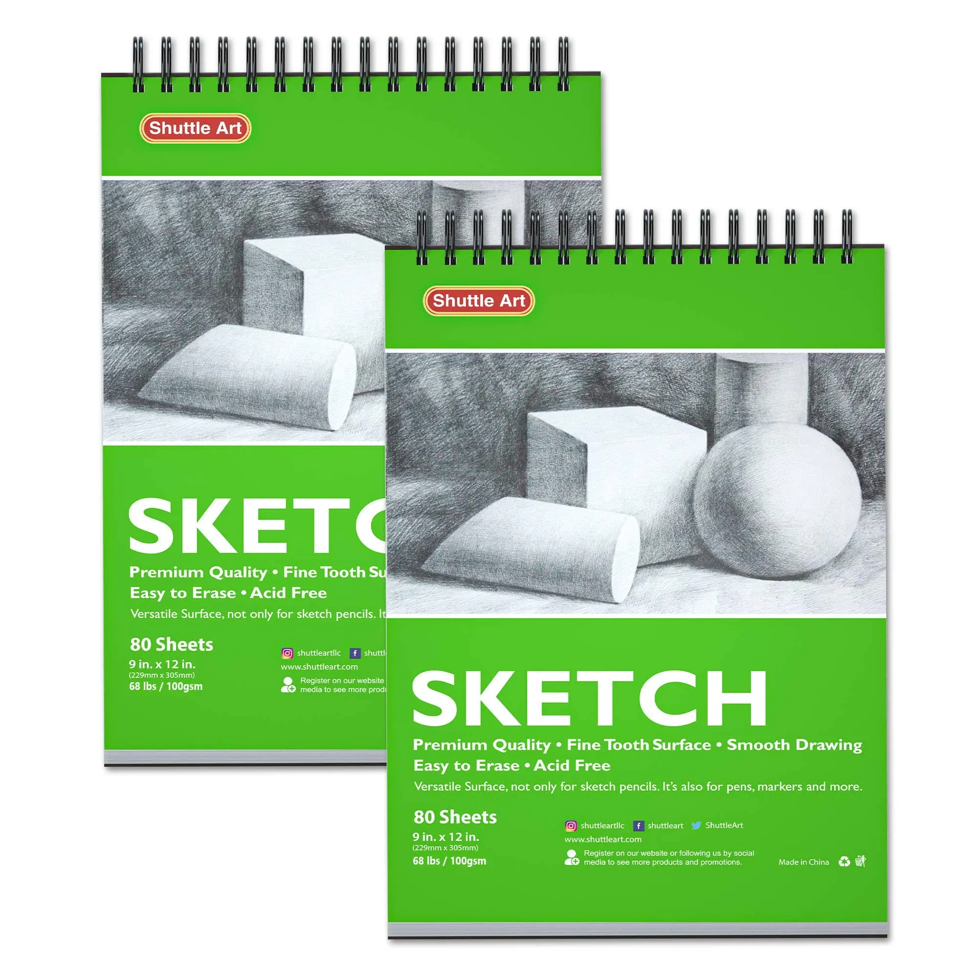 Artists Sketch Books 9 x 12 160 Sheets of Sketch Paper pad Ideal for Drawing ...