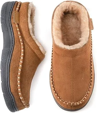 Zigzagger Men's Slip on Moccasin Slippers, Indoor/Outdoor Warm Fuzzy Comfy House ...