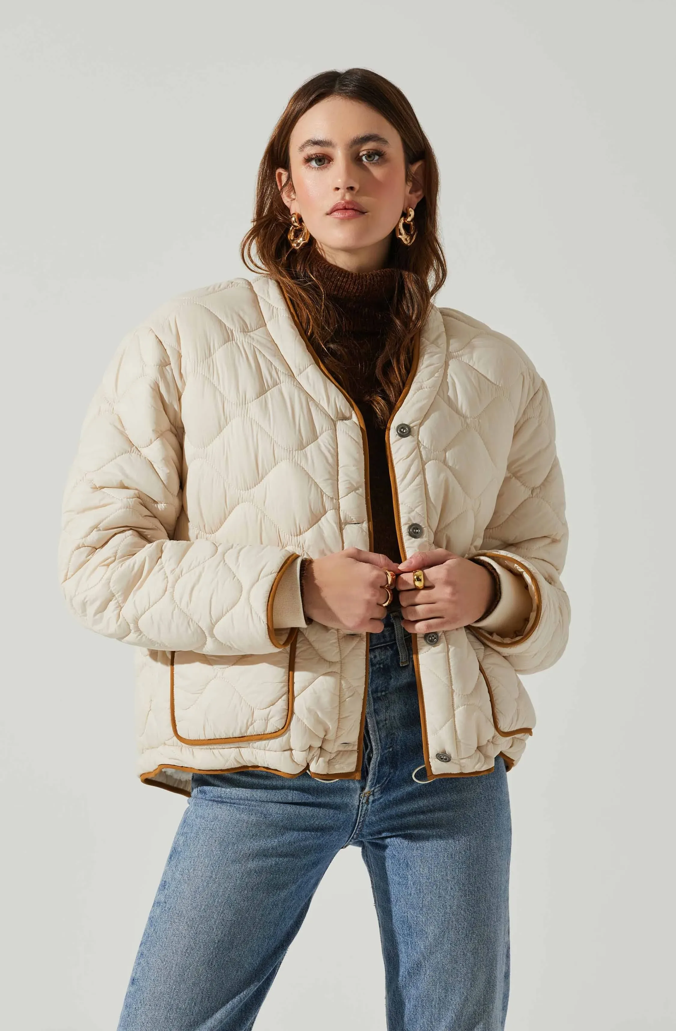 Astr The Label Bellamie Quilted Jacket Ecru / S