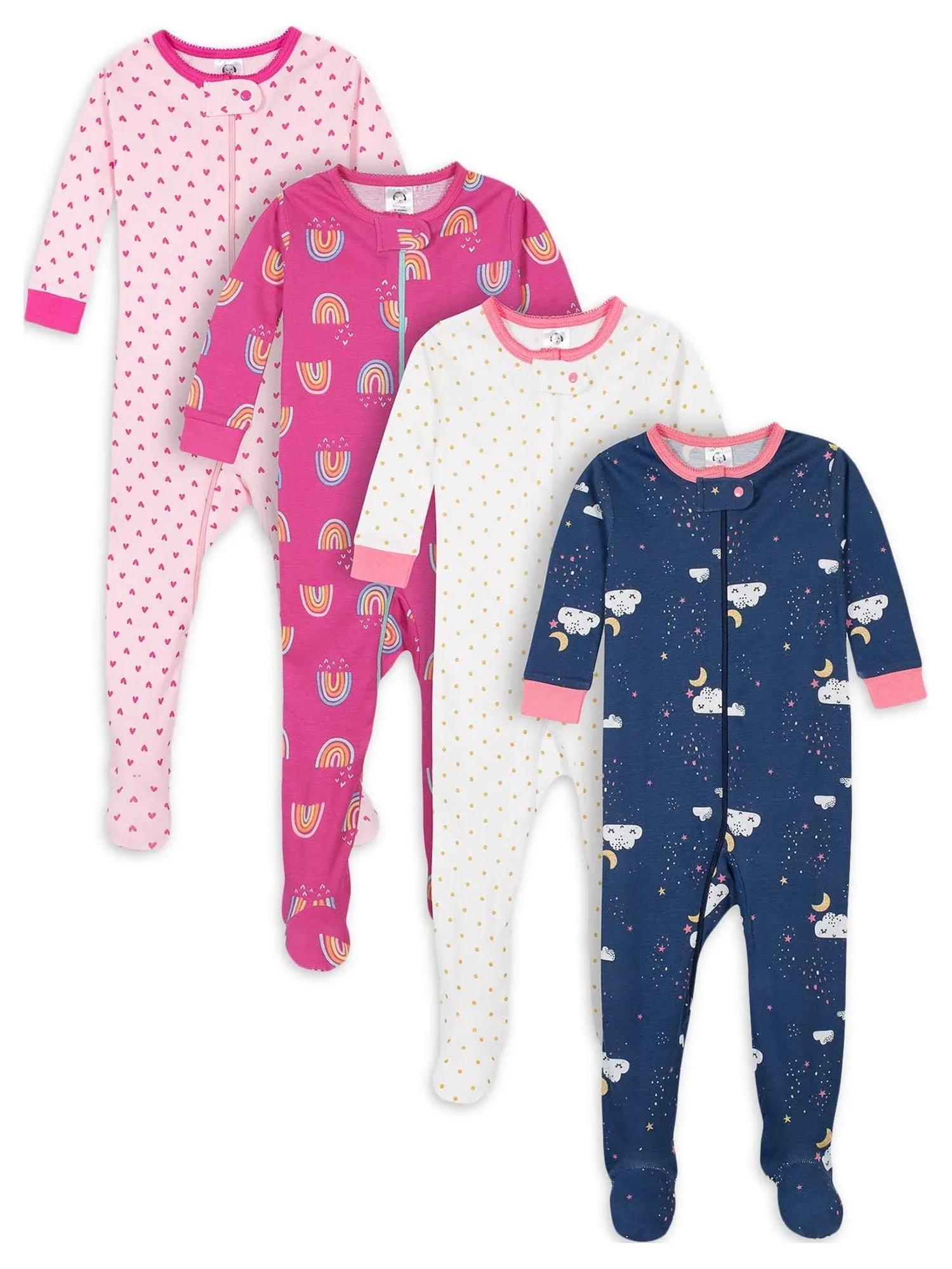 Gerber Baby Girls' 4-Pack Footed Pajamas