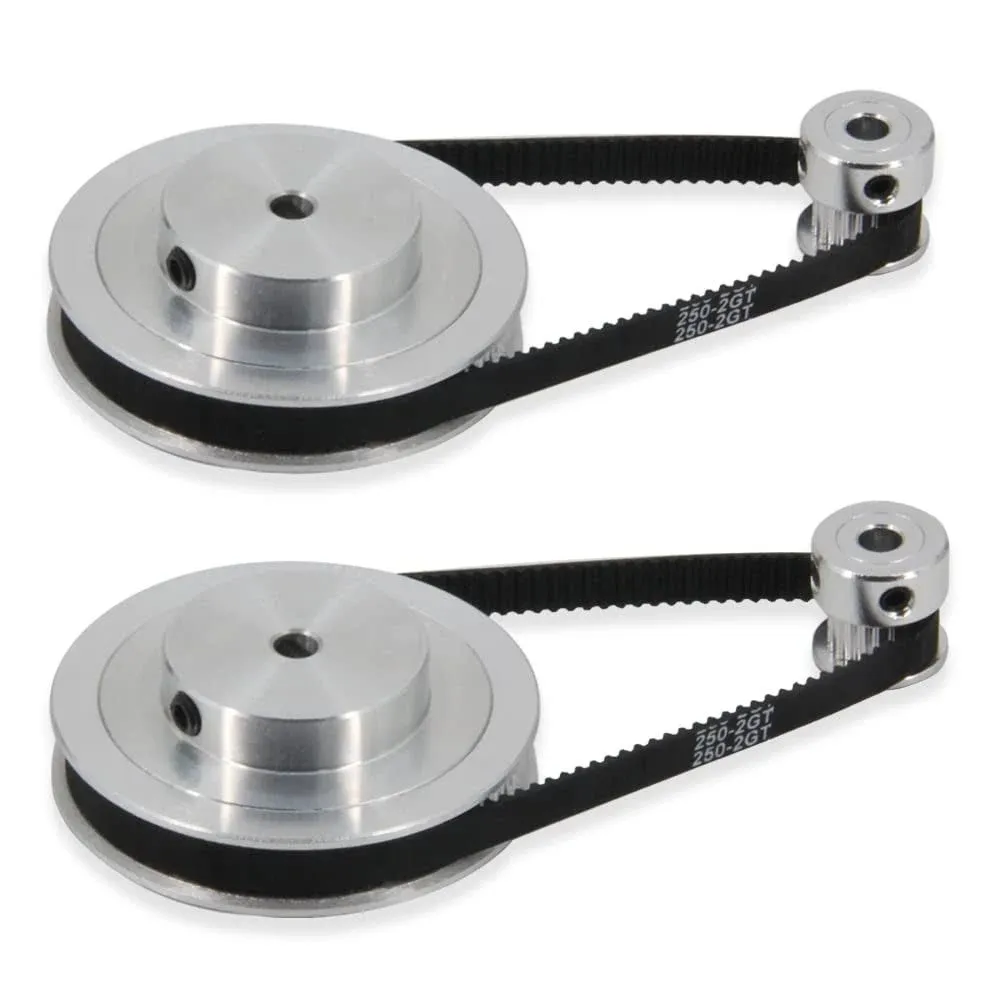 Befenybay 2Kit 2GT Synchronous Wheel 20&80 Teeth 5mm Bore Aluminum Timing Pulley with 2pcs Length 250mm Width 6mm Belt (20-80T-5B-6)