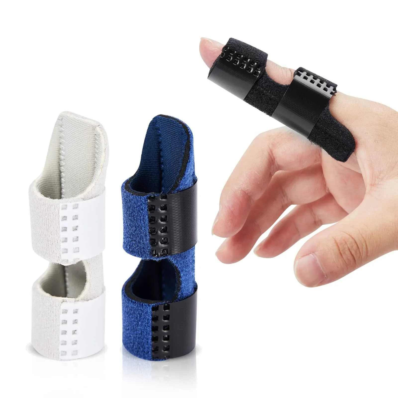 Finger Splints (3PCS), Finger Support Braces, Adjustable Finger Protectors Sleeves for Trigger Finger, Mallet Finger, Broken Finger, Arthritis, Knuckle Immobilization, Straightening. Best Fit for Index Middle Ring Finger