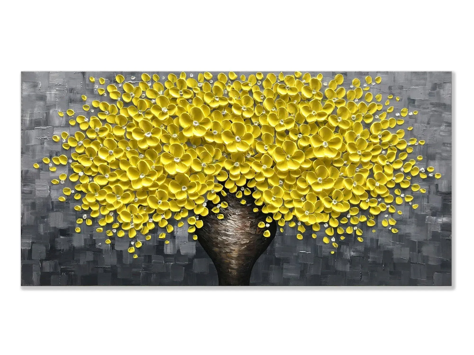 zoinart 3D Oil Painting on Canvas Yellow Flowers Modern Canvas Wall Art Home ...