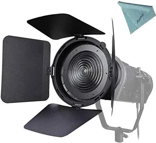 NiceFoto Fresnel Lens Fresnel Mount with Honeycomb Grids Barn Doors for Aputure Light Storm 300D II,Aputure 60X,Amaran 300C,Amaran 200X S Series & Bowen-S Mount Light