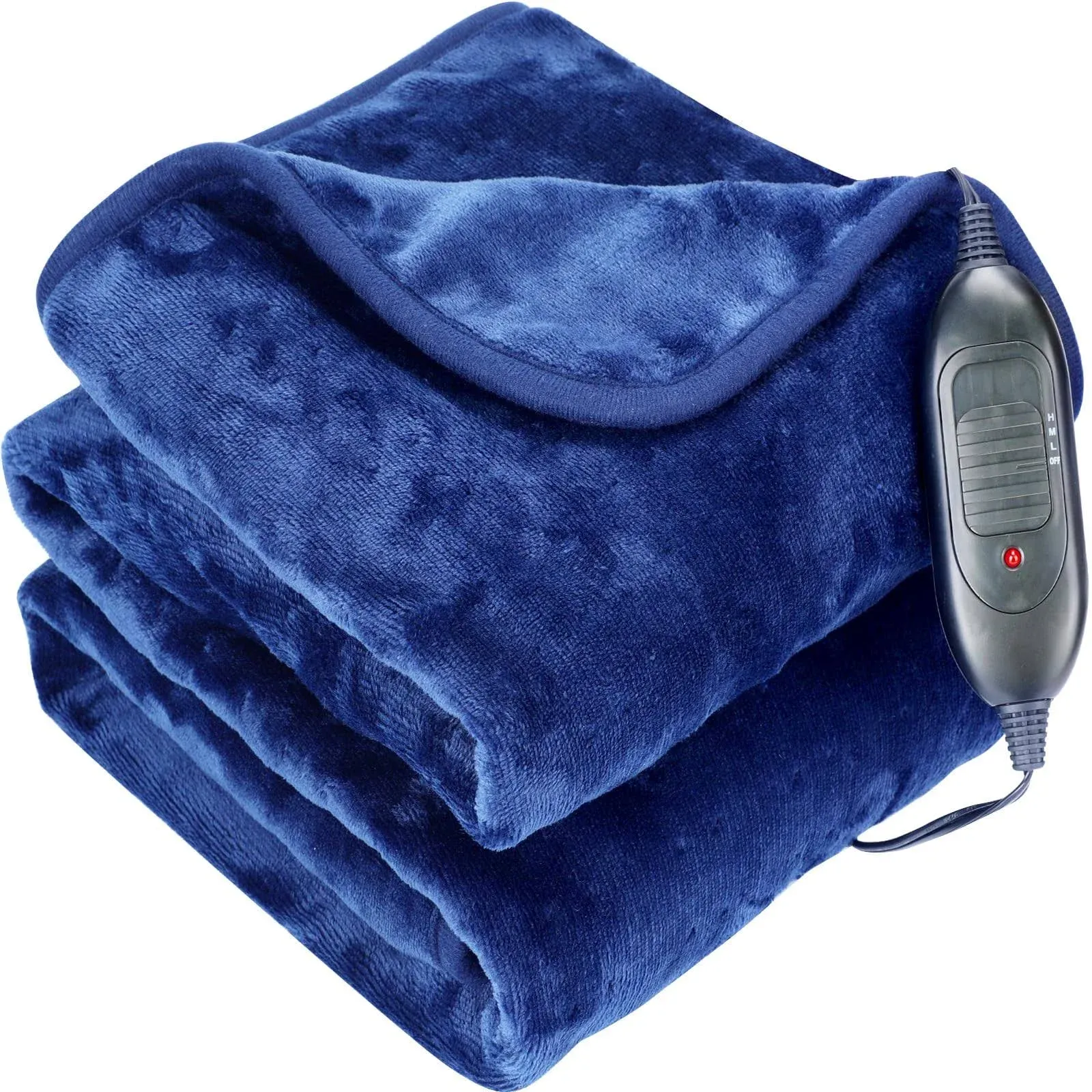 LIFETIVITY Machine Washable Car Heated Blanket 12 Volt Electric Blanket Flannel Heating Throw Plug in for Car with Controller 3 Heating Level 55x40 inch Navy Blue