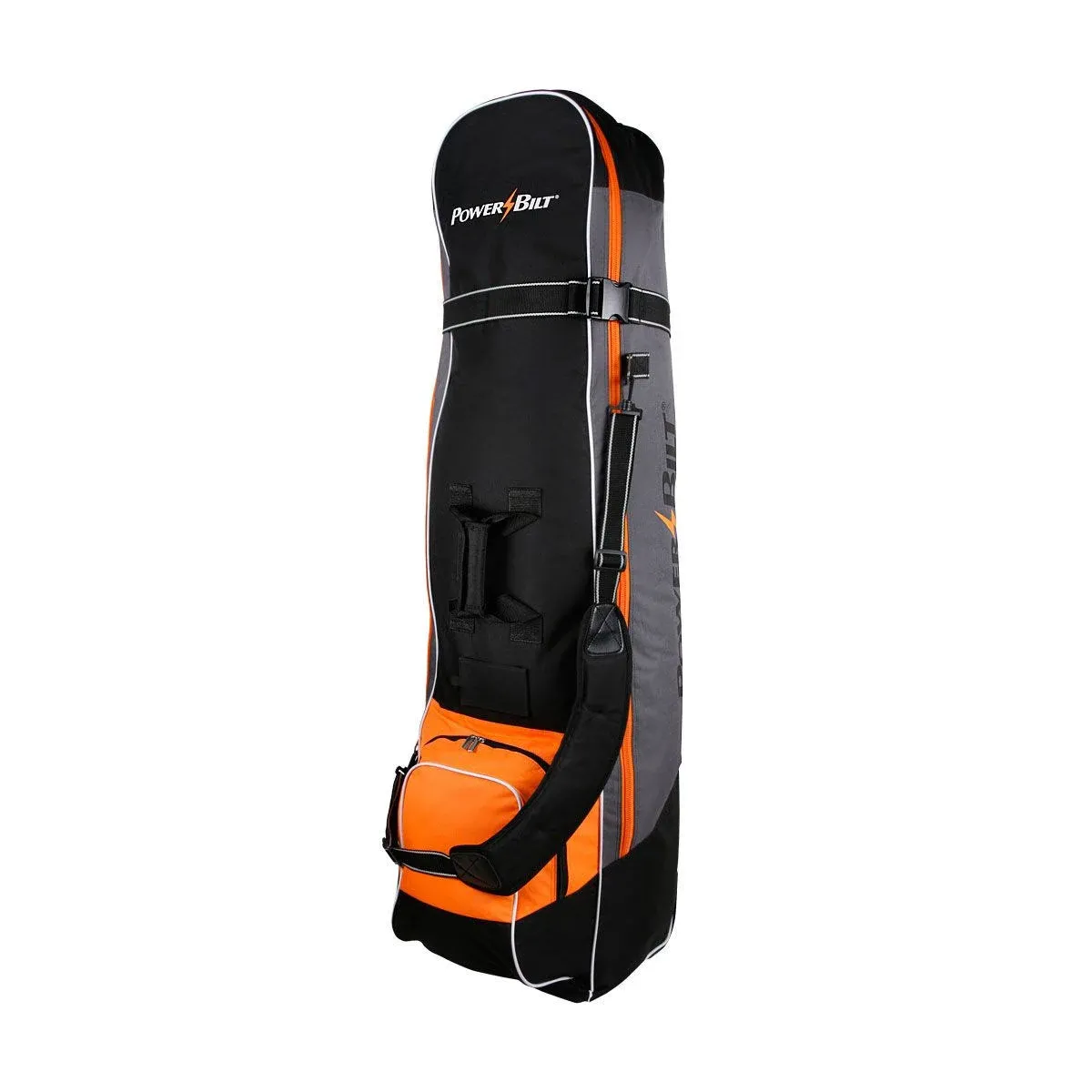 Powerbilt TPS Deluxe Wheeled Golf Travel Cover, Black/Gray/Orange Padded Golf Club Travel Bags for Airlines with Wheels