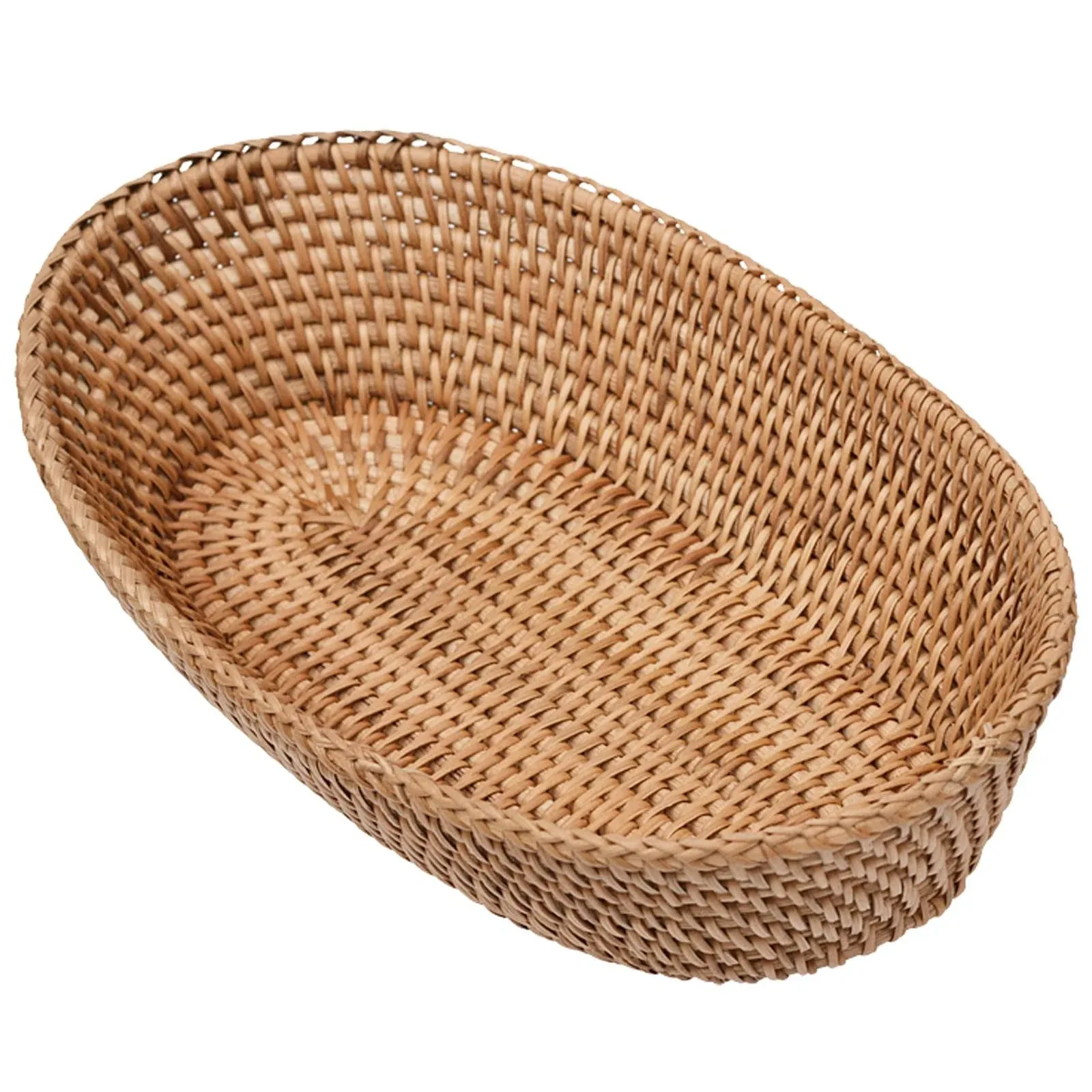 i-lan Large Size Handmand Oval Bread Basket, Rattan Fruit Bowl, Coffee Table Tray ...