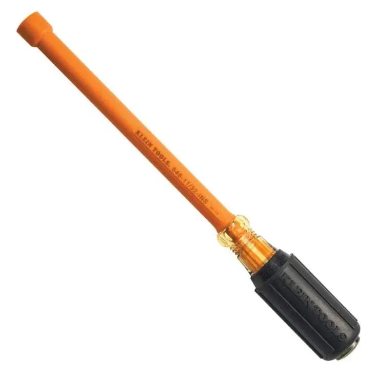 Klein Tools 646-11/32-INS 11/32-Inch Insulated Driver, Made in USA, 6-Inch Hollow Shaft and Cushion Grip Handle