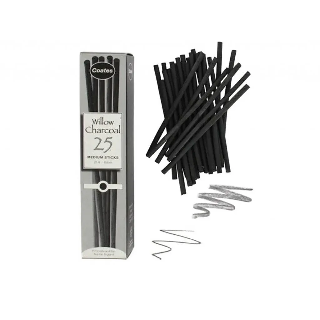 Coates Willow Charcoal 25 Medium Sticks