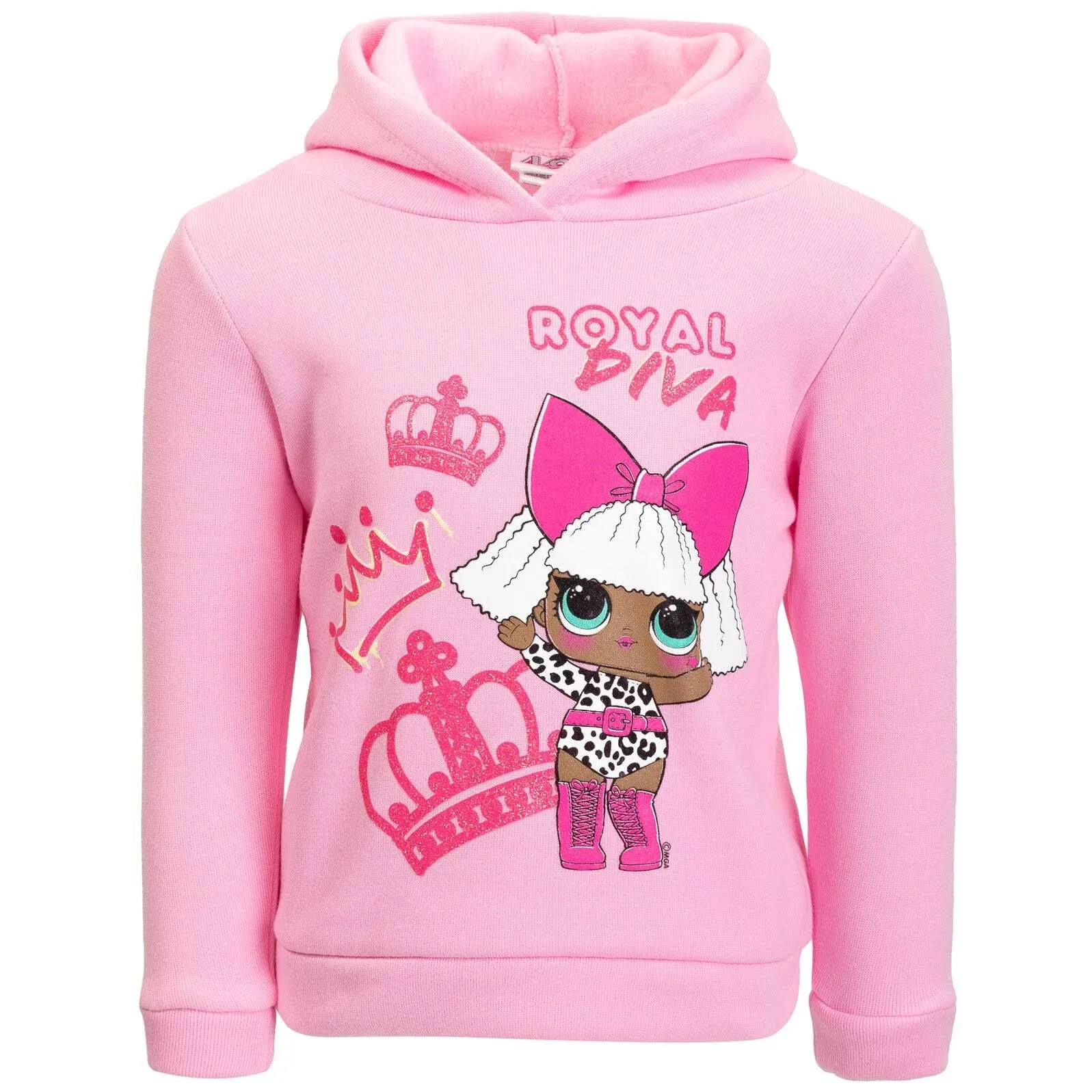 L.O.L. Surprise! Diva Little Girls Fleece Pullover Hoodie Royal Diva Pink 6X