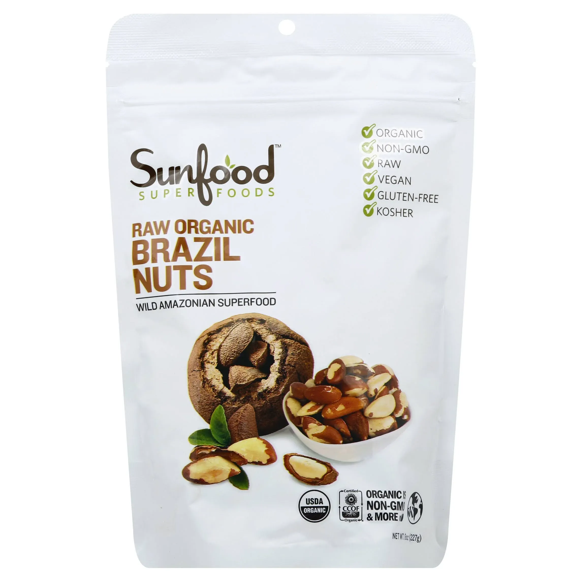 Sunfood Superfoods Raw Organic Brazil Nuts 8 Oz