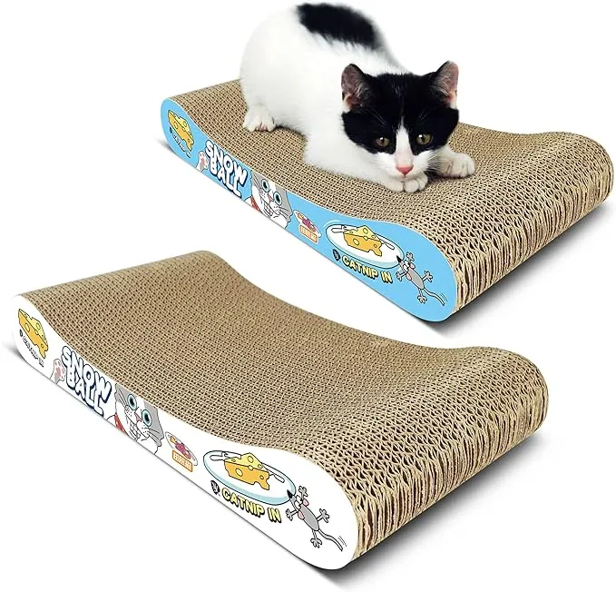 Cat Scratching Board, 2 Pack Cat Scratcher Cardboard, Cat Scratch Pad for Indoor