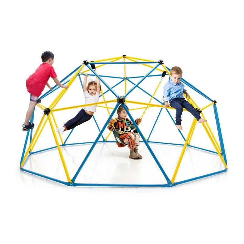 Costzon Climbing Dome with Swing, 10FT Outdoor Jungle Gym Monkey Bar C