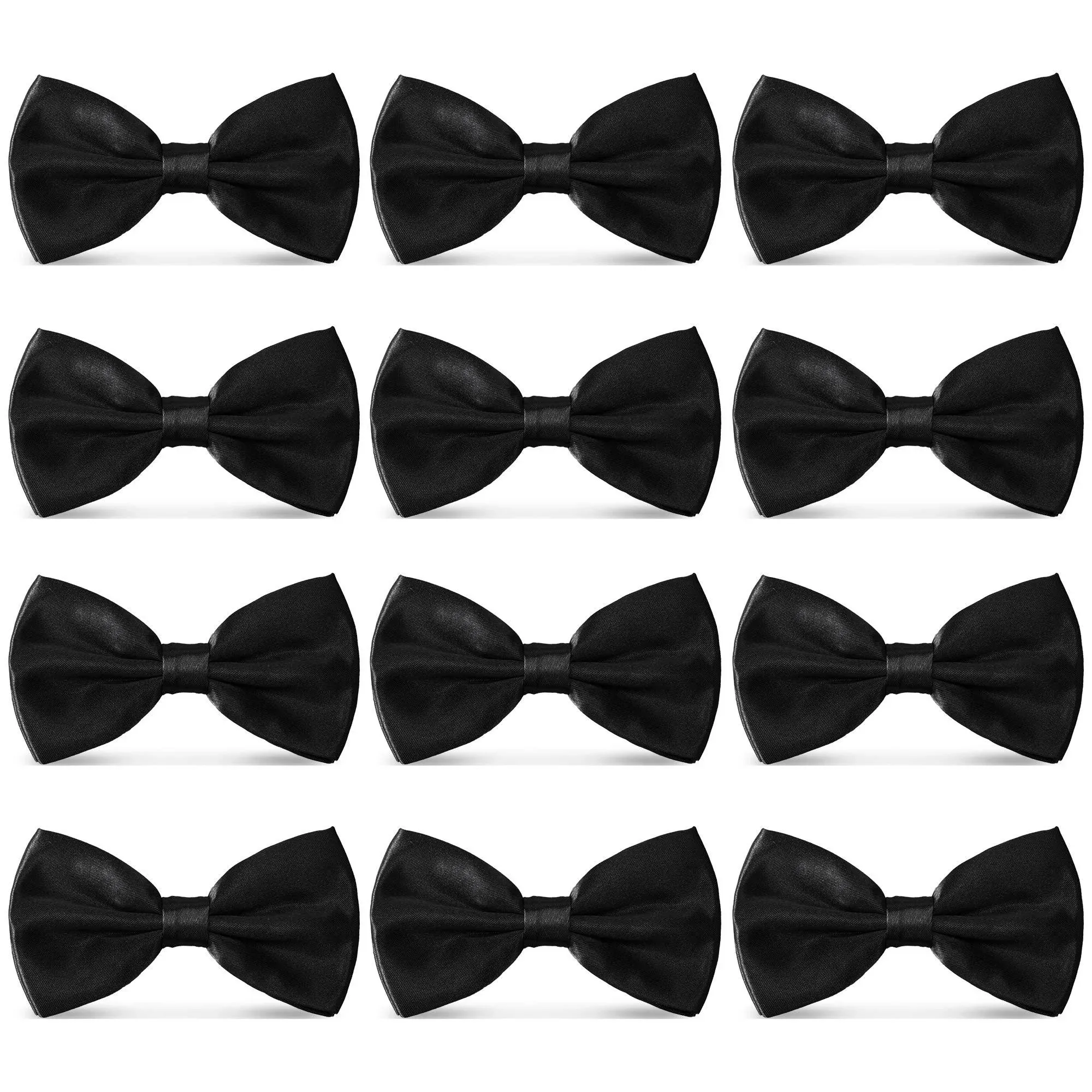 AVANTMEN Men&#039;s Bowties Formal Satin Solid - 12 Pack Bow Ties Pre-tied Adjustable