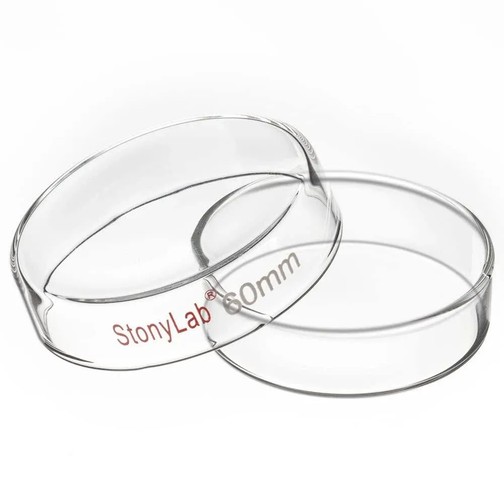 stonylab Glass Petri Dish, 75x15 mm Autoclavable Borosilicate Glass Cell Culture Dish Petri Dish with Clear Lid for Laboratory