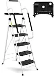 5 Step Ladder with Handrails, Folding Step Stool with Tool Platform, Sturdy&amp; ...