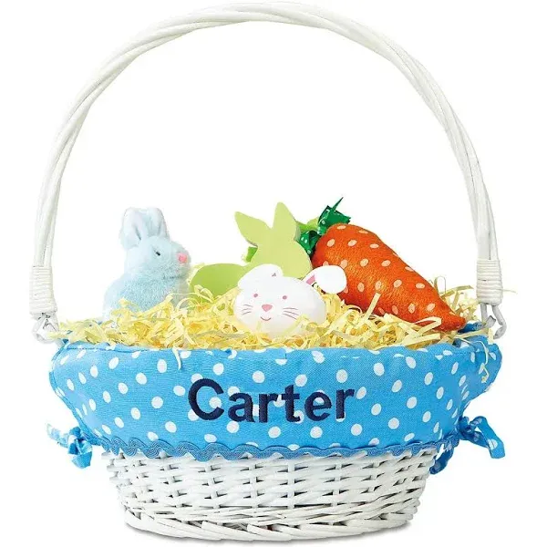 Lillian Vernon Kids Personalized Wicker Easter Basket Tote - Removable Blue Liner ...