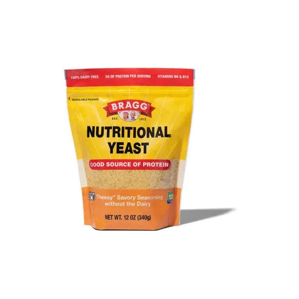 Bragg Premium Nutritional Yeast Seasoning Vegan Gluten Free Good Source of Protein & Vitamins Nutritious Savory Parmesan Cheese Substitute