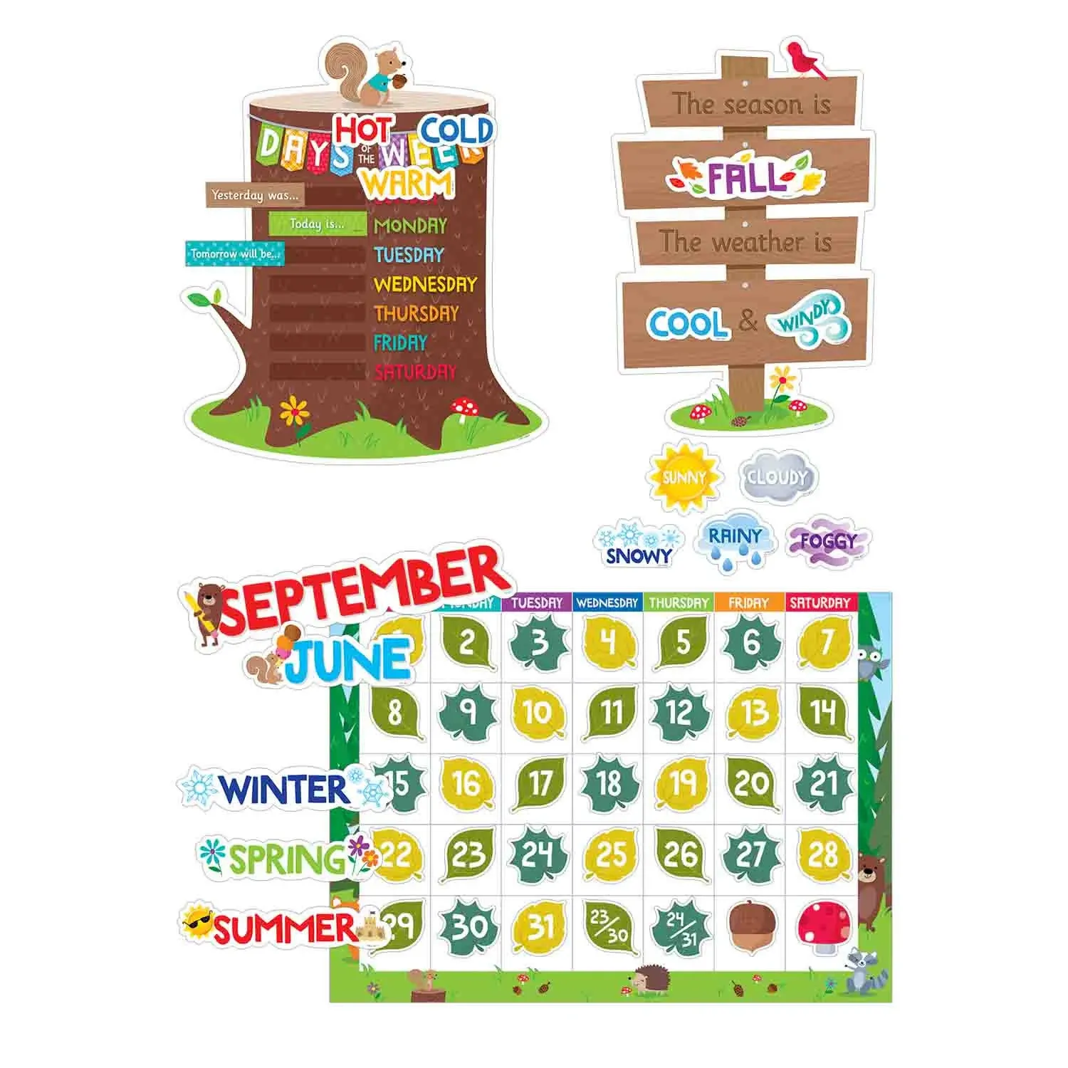 Woodland Friends Calendar Set Bulletin Board Set