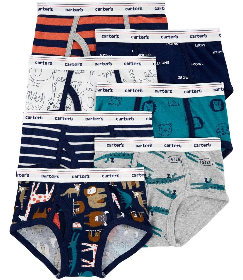 Carter's 7-Pack Cotton Blend Briefs Underwear 10-12 Multi