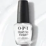 OPI Start To Finish 3in1 Nail Polish Treatment Leaving Long Lasting Shine, Clear Nail Polish Base Coat, Top Coat & Strengthener Treatment With a Vegan Formula, Vitamins A & E for Damaged Nails, 15ml