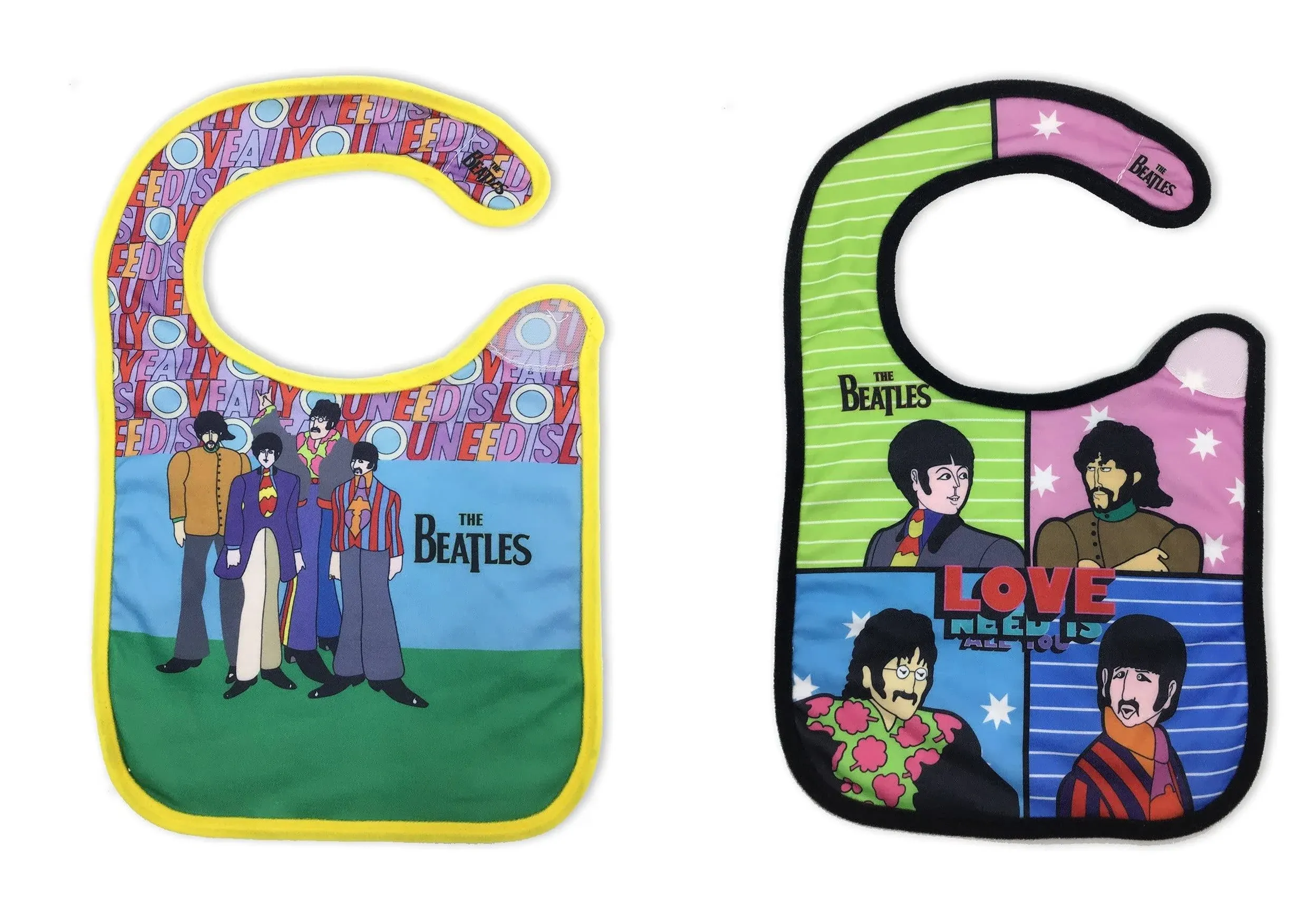 The Beatles Yellow All You Need Is Love Bibs - 2 Pack