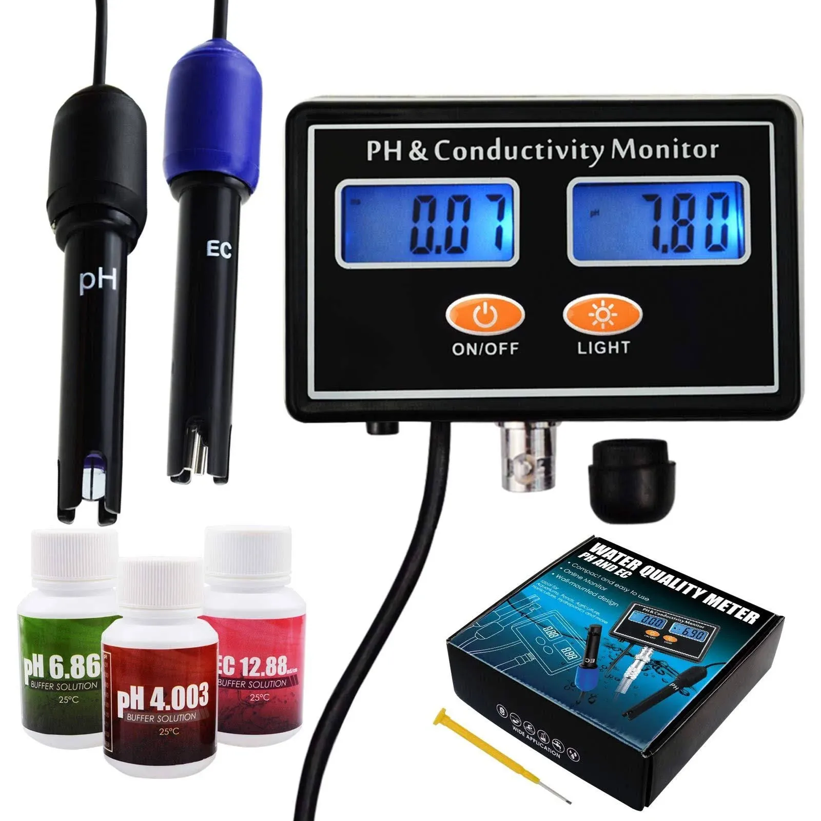 pH/EC Conductivity Meter with ATC Water Quality Tester 0.0-14.0pH / 0~19.99