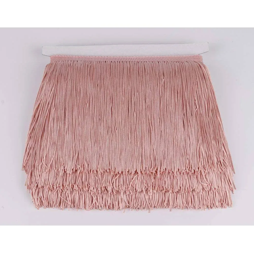 HEARTWISH Fringe Trim Lace Polyerter Fibre Tassel 6inch Wide 10 Yards Long for Clothes Accessories Latin Wedding Dress DIY Lamp Shade Decoration Black White Red(Nude Pink)