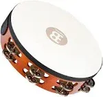 Meinl Traditional Double Row Goat Skin Headed Tambourine, Steel Jingles, African Brown Finish