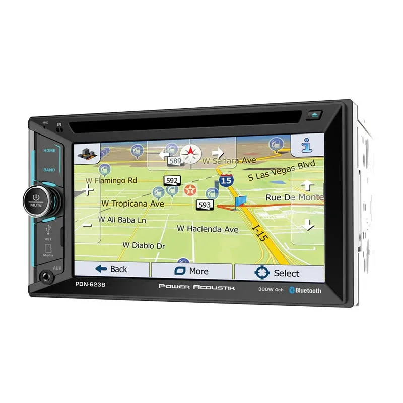 Power Acoustik PD-N623B | 6.2 Inch Double Din Touchscreen Navigation Head Unit Car Radio