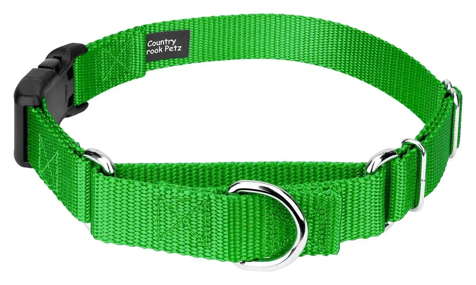 Country Brook Petz Heavy Duty Nylon Adjustable Martingale Dog Collar with Deluxe Buckle for Small Medium Large Breeds - 30+ Vibrant Color Options (1 Inch, Extra Large, Hot Lime Green)