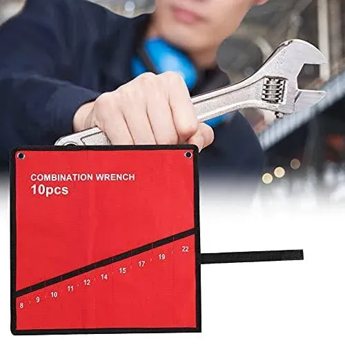 Roll Up Tools Bag, Multi-Pocket Roll Up Tools Storage Bag Spanner Plier Wrench Holder Canva (10 Pockets)